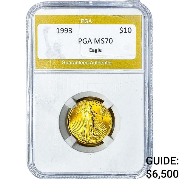 1993 $10 1/4oz Gold American Eagle PGA MS70