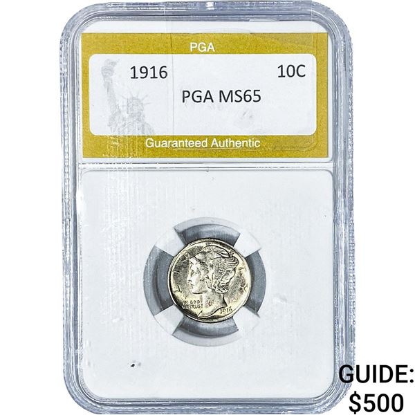 1916 Mercury Silver Dime PGA MS65