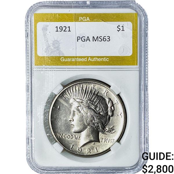 1921 Silver Peace Dollar PGA MS63