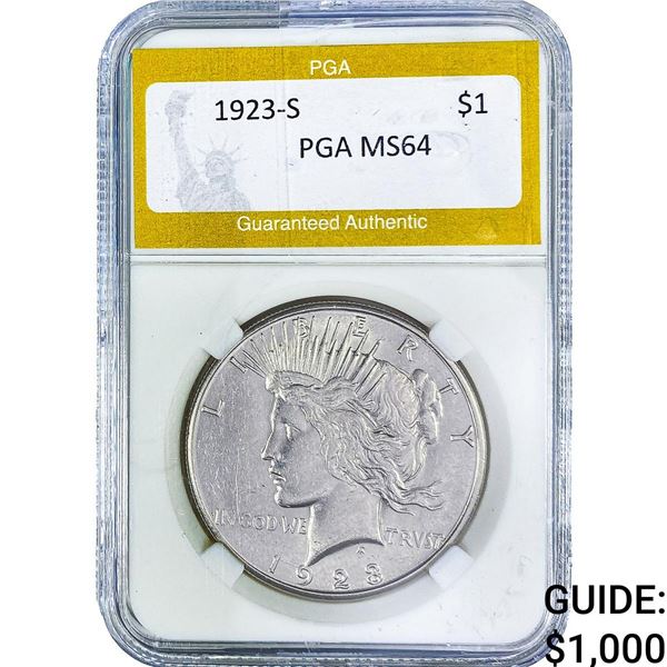 1923-S Silver Peace Dollar PGA MS64