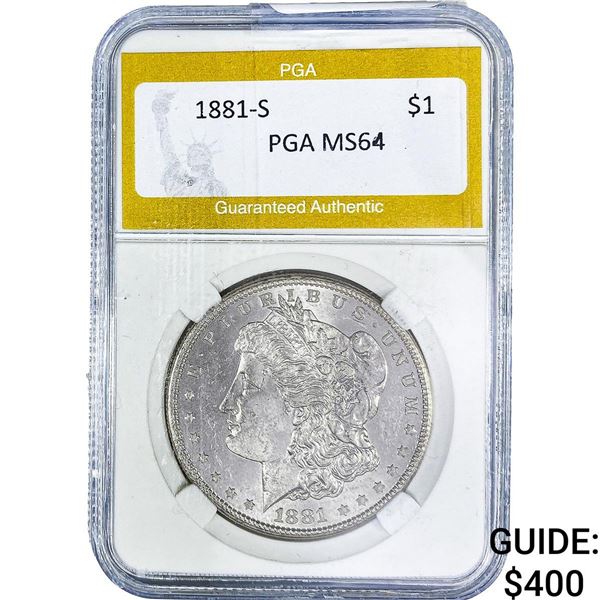 1881-S Morgan Silver Dollar PGA MS64
