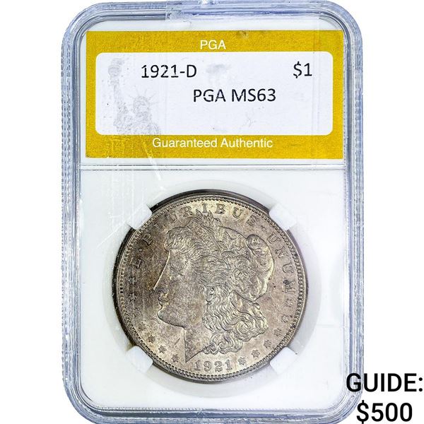 1921-D Morgan Silver Dollar PGA MS63