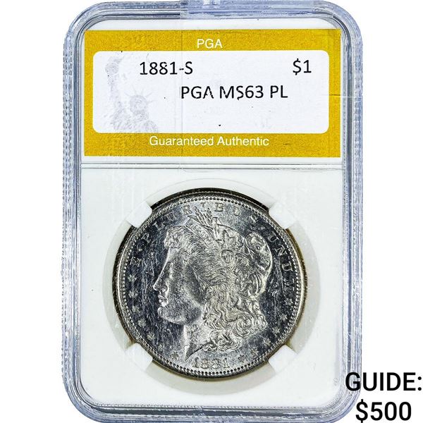 1881-S Morgan Silver Dollar PGA MS63PL