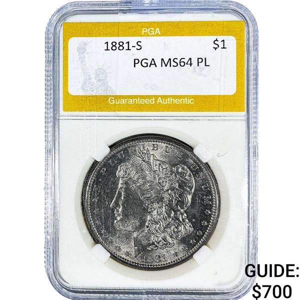 1881-S Morgan Silver Dollar PGA MS64PL