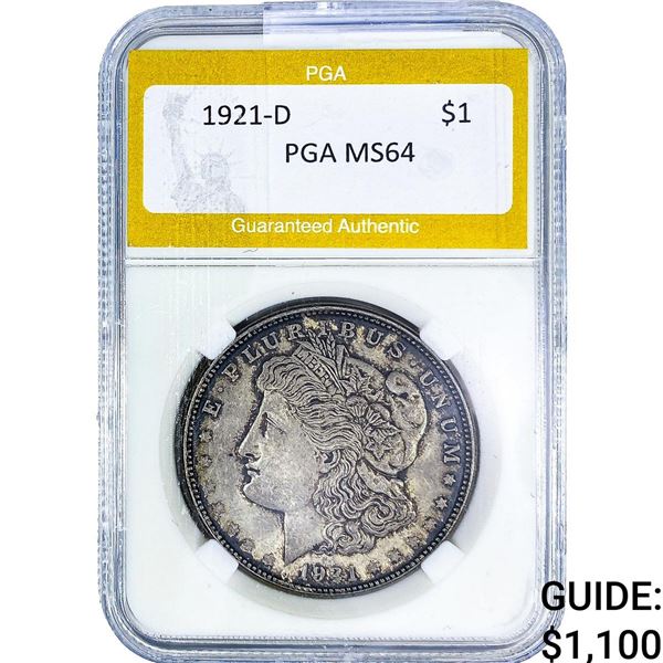 1921-D Morgan Silver Dollar PGA MS64