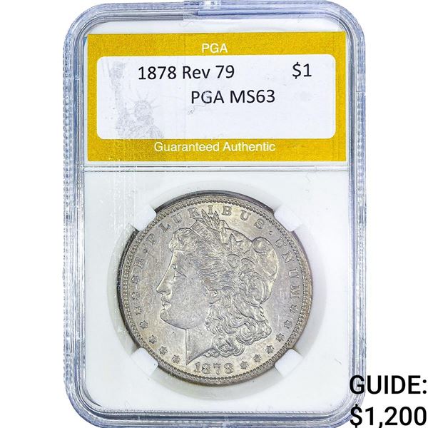 1878 Rev 79 Morgan Silver Dollar PGA MS63