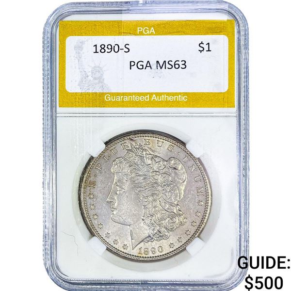 1890-S Morgan Silver Dollar PGA MS63