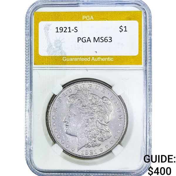 1921-S Morgan Silver Dollar PGA MS63