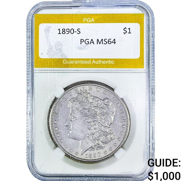 1890-S Morgan Silver Dollar PGA MS64