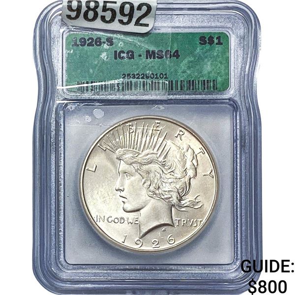 1926-S Silver Peace Dollar ICG MS64