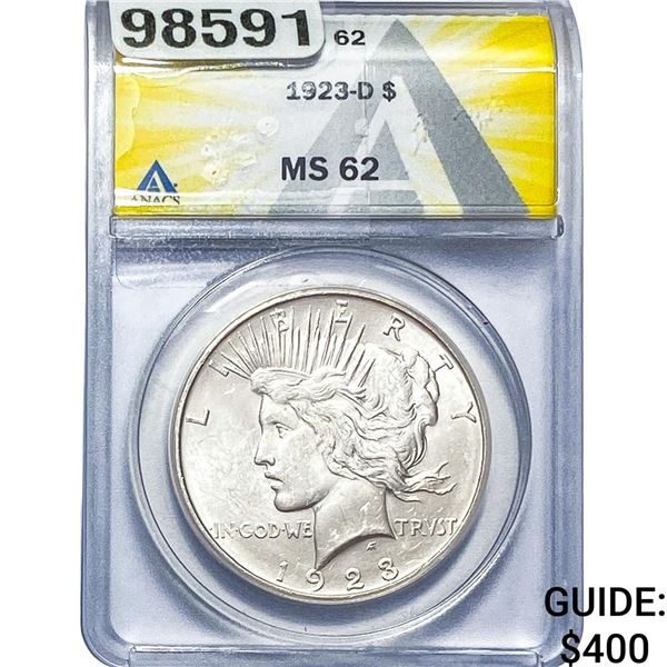 1923-D Silver Peace Dollar ANACS MS62