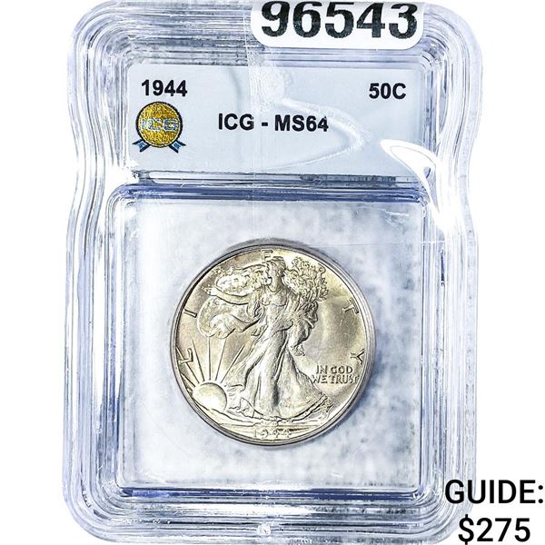 1944 Walking Liberty Half Dollar ICG MS64