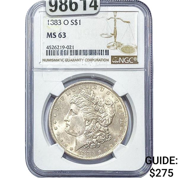 1883-O Morgan Silver Dollar NGC MS63