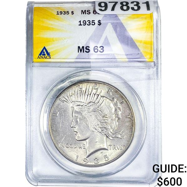 1935 Silver Peace Dollar ANACS MS63