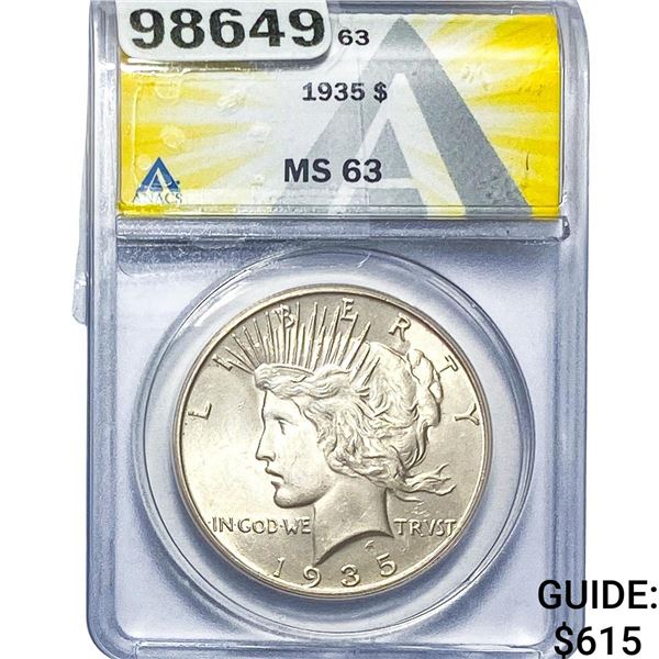 1935 Silver Peace Dollar ANACS MS63