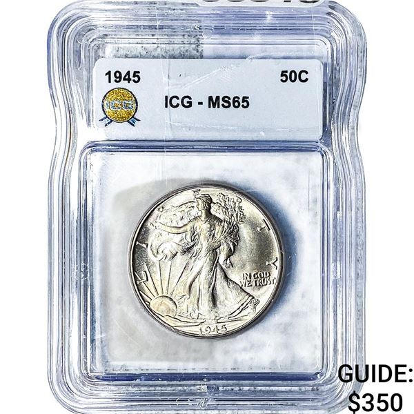 1945 Walking Liberty Half Dollar ICG MS65