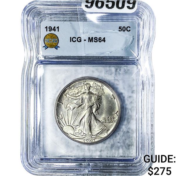 1941 Walking Liberty Half Dollar ICG MS64