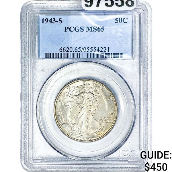 1943-S Walking Liberty Half Dollar PCGS MS65