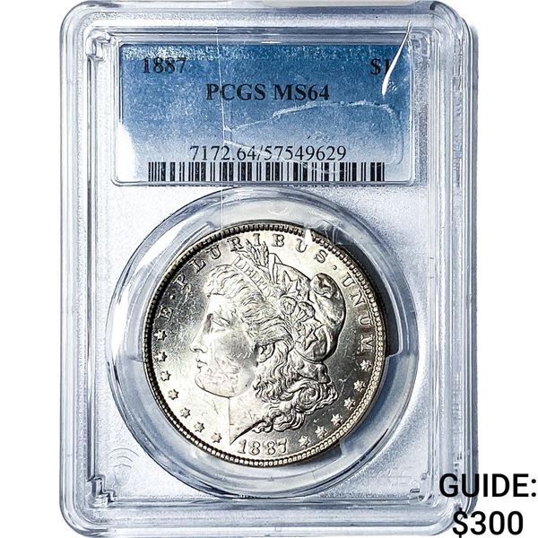 1887 Morgan Silver Dollar PCGS MS64