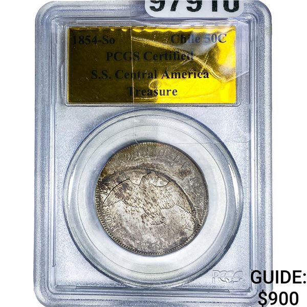 1854-So Chile 50 Centavos PCGS
