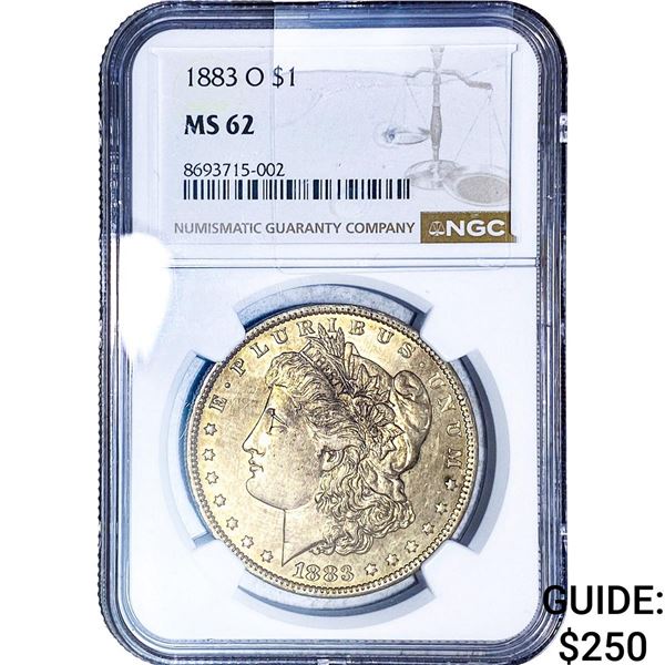 1883-O Morgan Silver Dollar NGC MS62