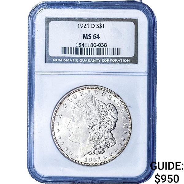 1921-D Morgan Silver Dollar NGC MS64