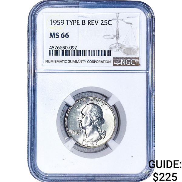 1959 Washington Silver Quarter NGC MS66 Type B Rev.