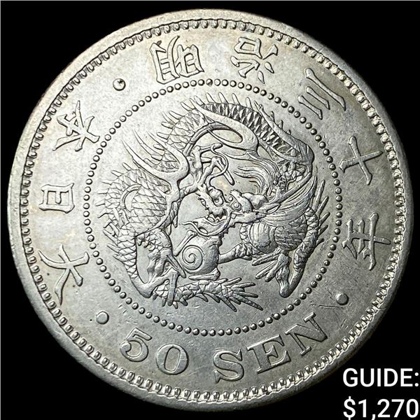 1897 YR 30 Japan Mutsuhito Silver 50 Sen