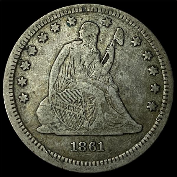 1861 Silver Seated Liberty Quarter CLOSELY UNCIRCULATED
