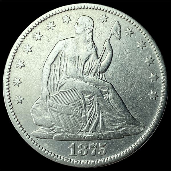 1875 Silver Seated Liberty Half Dollar CHOICE AU