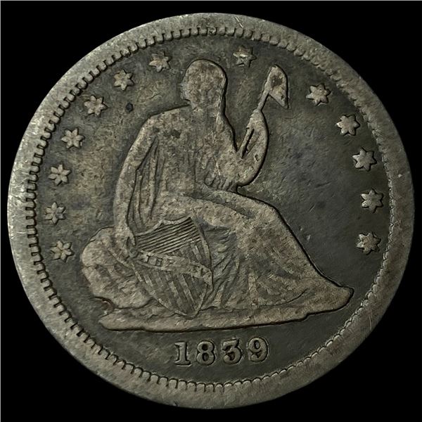 1839 Silver Seated Liberty Quarter NEARLY UNCIRCULATED