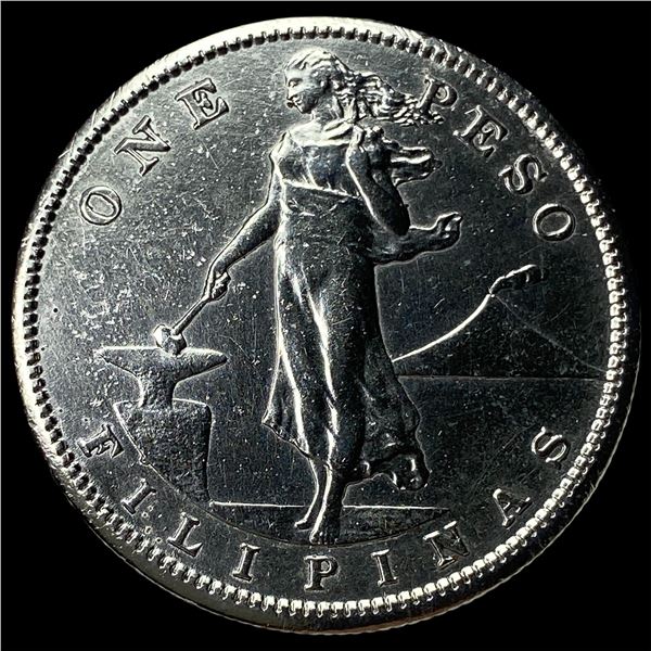 1910-S Silver One Peso Philippines CHOICE BU