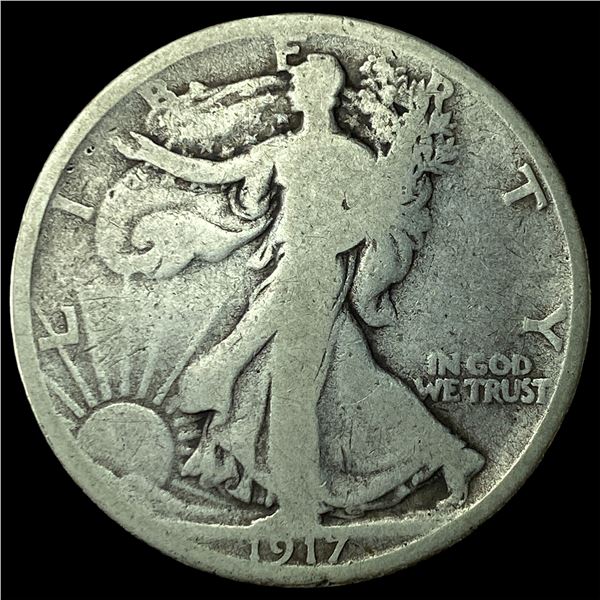 1917-D Reverse Silver Walking Liberty Half Dollar LIGHTLY CIRCULATED