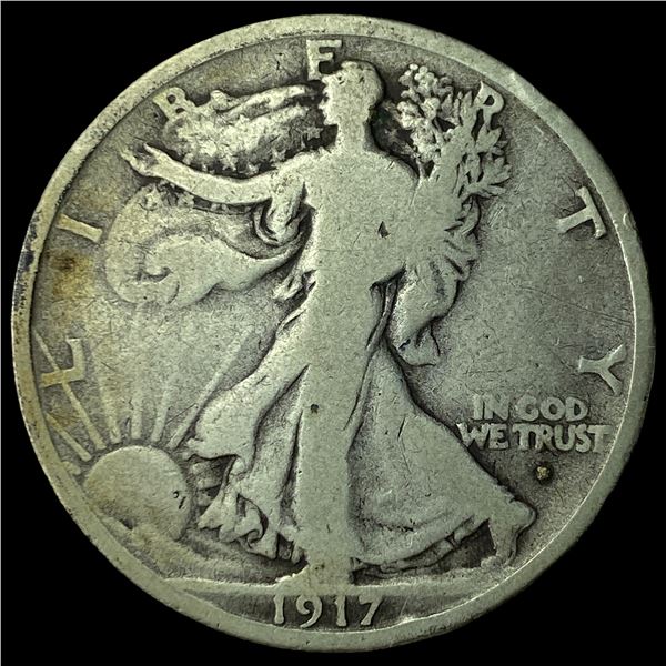 1917-D Obverse Silver Walking Liberty Half Dollar LIGHTLY CIRCULATED