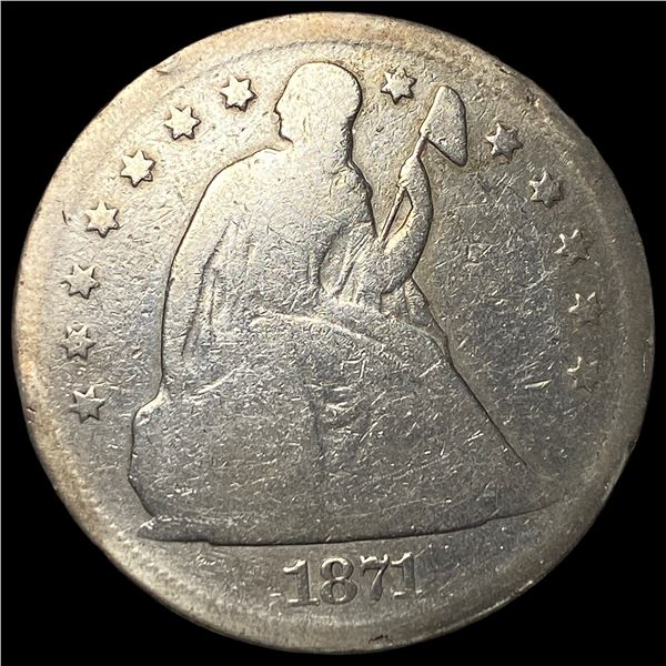 1871 Silver Seated Liberty Dollar NICELY  CIRCULATED