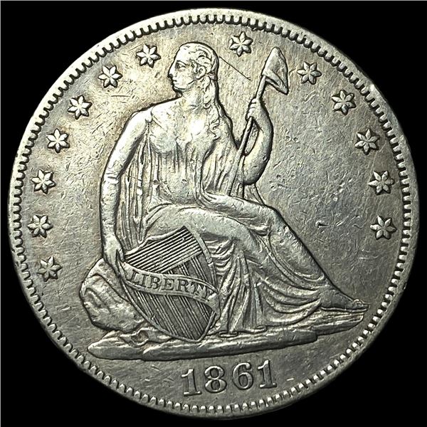 1861 Silver Seated Liberty Half Dollar NEARLY  UNCIRCULATED