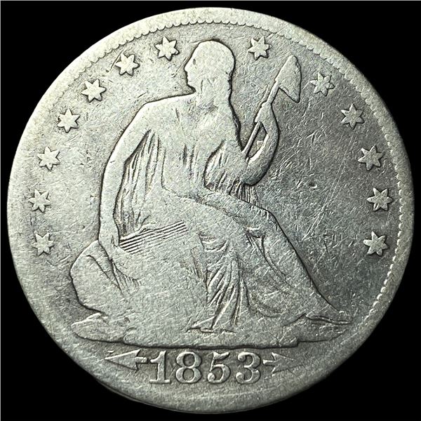 1853 Arrows/Rays Seated Liberty Half Dollar  LIGHTLY CIRCULATED