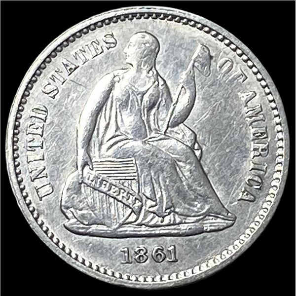 1861 Silver Seated Liberty Half Dime CLOSELY  UNCIRCULATED