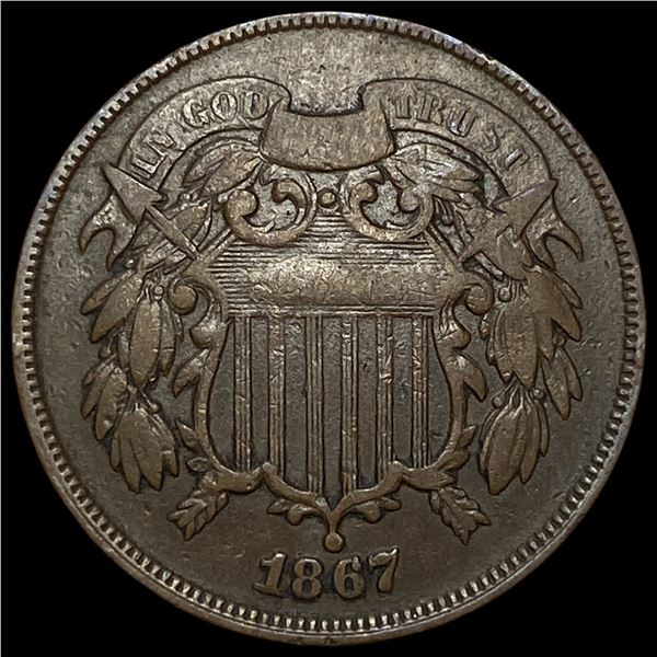 1867 Two-Cent Piece NEARLY UNCIRCULATED