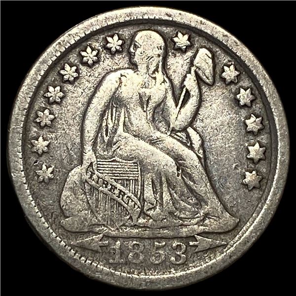 1853-O Silver Seated Liberty Dime NEARLY  UNCIRCULATED