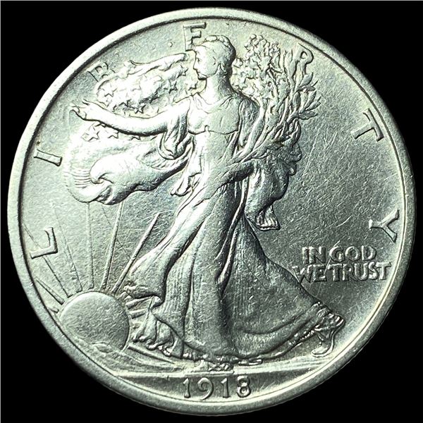 1918 Silver Walking Liberty Half Dollar  NEARLY UNCIRCULATED