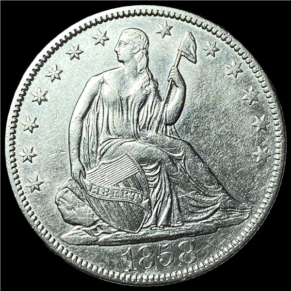 1858-O Silver Seated Liberty Half Dollar  CLOSELY UNCIRCULATED