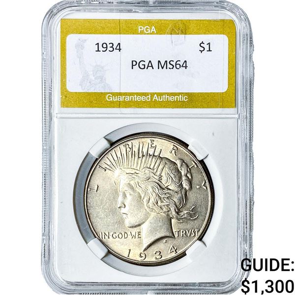 1934 Silver Peace Dollar PGA MS64