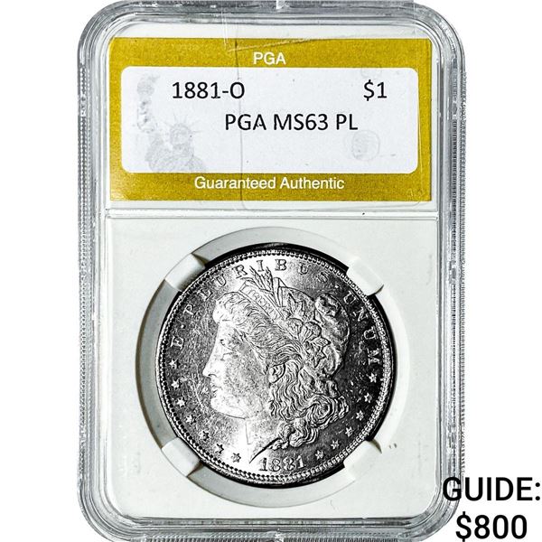 1881-O Morgan Silver Dollar PGA MS63 PL