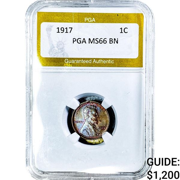 1917 Wheat Cent PGA MS66 BN