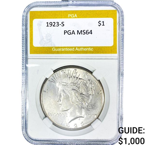 1923-S Silver Peace Dollar PGA MS64