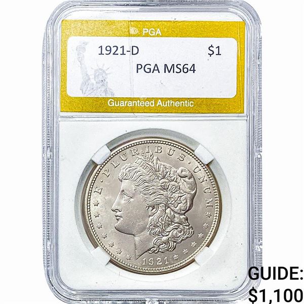 1921-D Morgan Silver Dollar PGA MS64