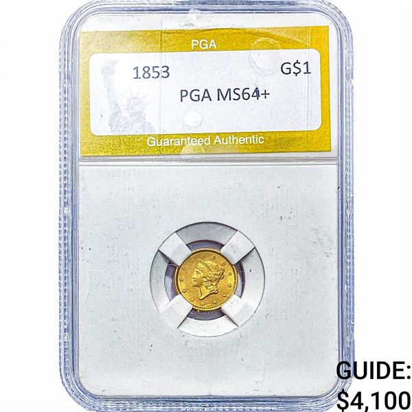 1853 Rare Gold Dollar PGA MS64+