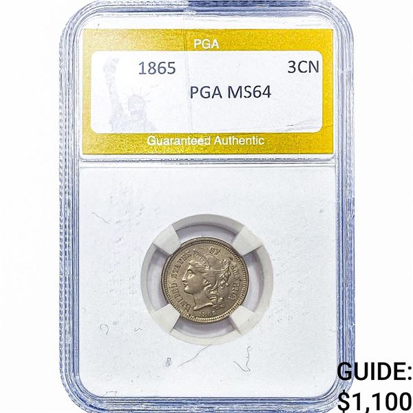 1865 Nickel Three Cent PGA MS64