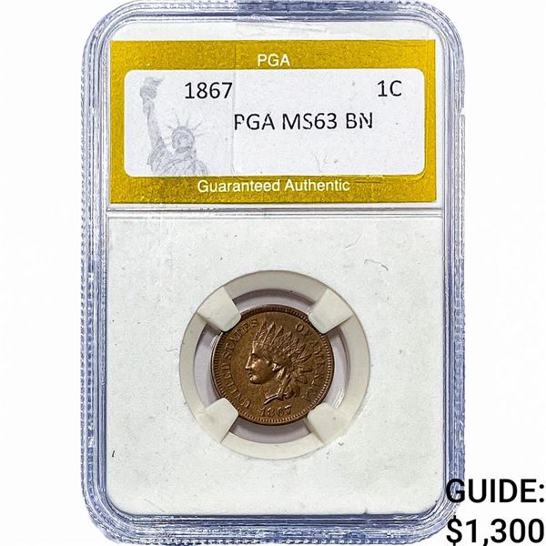 1867 Indian Head Cent PGA MS63BN